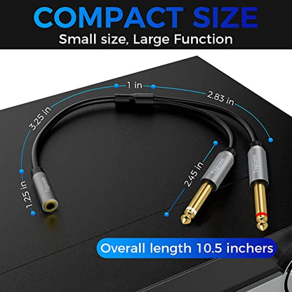 3.5mm to Dual 6.35mm Y-Adapter Splitter 0.6 Feet,3.5mm 1/8 Inch TRS Stereo Female to 2 X 6.35mm 1/4 Inch TS Mono Male Y Splitter Audio Cord Converter Connector for Phone, PC, Computer Sound Card,Mixer - size: 1 Pack, style: 3.5(female) to dual 6.35(male)