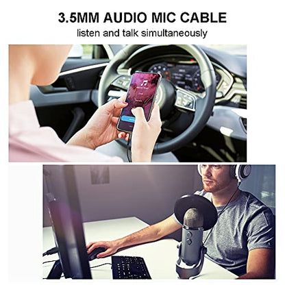 3.5mm Male to Male Audio Cable 30 ft,4 Pole Hi-Fi Stereo 3.5mm Aux Cable TRRS Male to Male Audio Cable, Aux Cord for Headphones, PS4,Phone, Tablets, Headset, PC, Laptop and More (30FT10M) - size: 30 ft