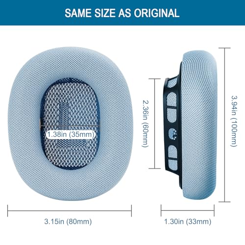 GEVO Upgraded Ear Cushions Replacement Earpads for AirPods Max 1 & 2 Headphones, Protein Leather Ear Pads Ear Covers Cups with Memory Foam and Magnet for AirPods Max 1 & 2 (Sky Blue) - color: Sky Blue