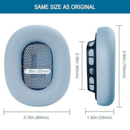 GEVO Upgraded Ear Cushions Replacement Earpads for AirPods Max 1 & 2 Headphones, Protein Leather Ear Pads Ear Covers Cups with Memory Foam and Magnet for AirPods Max 1 & 2 (Sky Blue) - color: Sky Blue