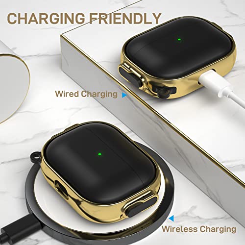 for AirPods Pro 2/1 Case Cover with Lock, Magsafe Compatible,Black/Gold - color: Black + Gold, size: AirPods Pro 2/1 Case (2019/2022/2023)