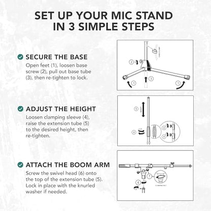 K&M König & Meyer 21090.500.55 Tripod Microphone Stand - Adjustable Telescoping 2-Piece Boom Arm - Professional Grade - Heavy Duty with Folding Leg Base - German Made Black - color: Black, style: Tall (35"-63")
