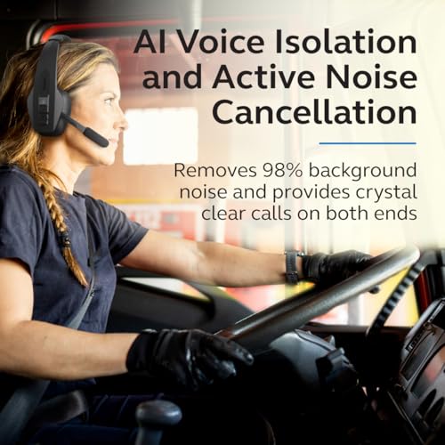 BlueParrott Pro B450 Bluetooth Headset | 98% noise cancellation headset for professional drivers; ANC, voice control, 45 hr talk time