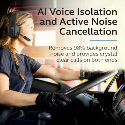 BlueParrott Pro B450 Bluetooth Headset | 98% noise cancellation headset for professional drivers; ANC, voice control, 45 hr talk time