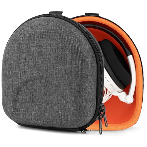 Geekria Shield Headphones Case for Foldable On-Ear Headsets, Replacement Protective Hard Shell Travel Carrying Bag, Compatible with Audio-Technica SJ55, SJ5, AKG K450 and More (Dark Grey)