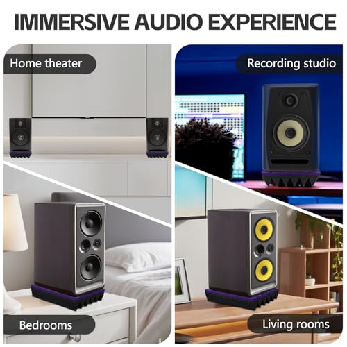 TroyStudio 9 x 6.3 x 2 Inches Speaker Isolation Pads, 2 Pack Subwoofer Wedge for 3"-4.5" Studio Monitor Pair, Thick Acoustic Foam Felt Riser Mat, Bass Speaker Feet for Desktop, Home Theater - size: S