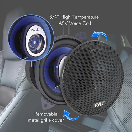Pyle 4" Car Sound Speaker (Pair) - Upgraded Blue Poly Injection Cone 2-Way 180 Watt Peak w/ Non-fatiguing Butyl Rubber Surround 110 - 20Khz Frequency Response 4 Ohm & 3/4" ASV Voice Coil - PL42BL - size: 4 Inch