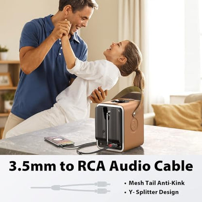 Cyberguys! 3.5mm to RCA Audio Cable, Aux to RCA Cable, 6ft | Cable with Gold-Plated Connectors, Durable PVC Jacket – Aux Adapter for Phone, Laptop, Mixer, Speaker, Car Stereo, Home - size: 6.6ft