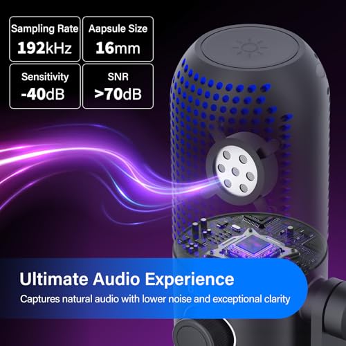 USB Condenser Microphone for PC Gaming,RGB Cardioid Desktop Mic - color: Black 1