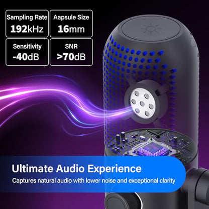 USB Condenser Microphone for PC Gaming,RGB Cardioid Desktop Mic - color: Black 1