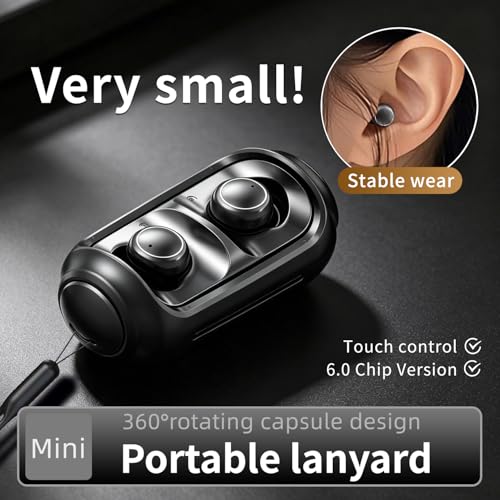 Mini Wireless Earbuds Bluetooth 6.0 in Ear Light-Weight Headphones,with 360-degree Rotating Charging case,ENC Noise Cancelling, Ergonomic Sport Headphone Headset for Gym/Running/Work(Khaki) - color: Khaki
