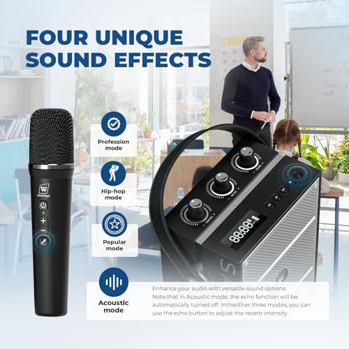 50W Wireless Voice Amplifier with Handheld Microphone S98 Pro | Portable Bluetooth Speaker Microphones for Teachers Events,Wireless Karaoke Mic for Singing,PA System with Echo Sound Effects