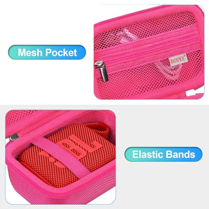 BOVKE Carrying Case Compatible with JBL Go 4 Portable Bluetooth Wireless Speaker, Extra Mesh Pocket for Charging Cables and Accessories, Rosered - color: Rosered