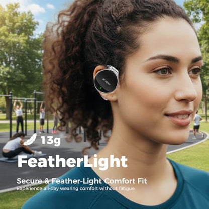 On Ear Headphones Bluetooth 5.4, Noise Cancelling Open Ear Headphones Wireless, Water-Drop Shaped Clip On Sport Headset Bluetooth with 4 Microphone, Comfort Fit Earphones with Long Battery Life