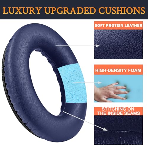 Replacement Earpads Cushions for Bose QuietComfort 35 (QC35) & Quiet Comfort 35 II (QC35 ii) Headphones, Ear Pads with Softer Leather, Noise Isolation Foam, Added Thickness (Midnight Blue) - color: Midnight Blue