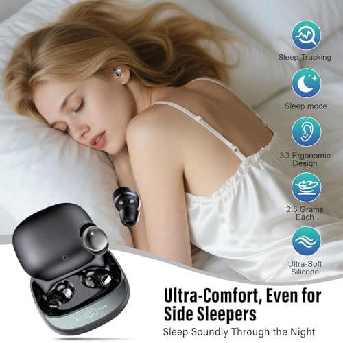 Sleep Earbuds Bluetooth 5.4 in Ear Buds for Sleeping, Sleep Headphones for Side Sleepers with Dual Modes, Sleep Timer, Alarm, 48H Wireless Earbuds for Sleeping, Sleep monitoring, App Customization