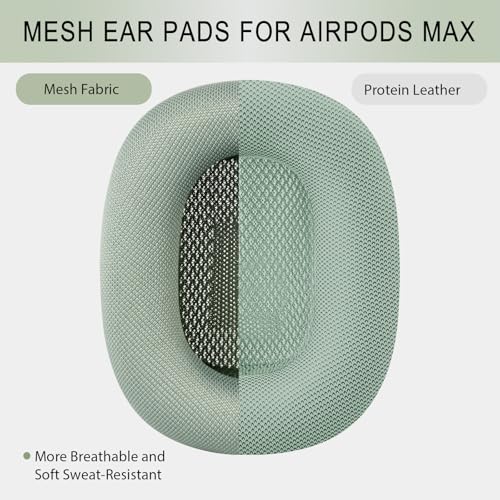 GEVO Upgraded Ear Cushions Replacement Earpads for AirPods Max 1 & 2 Headphones, Mesh Fabric Ear Pads Ear Covers Cups with Memory Foam and Magnet for AirPods Max 1 & 2 (Green) - color: Green