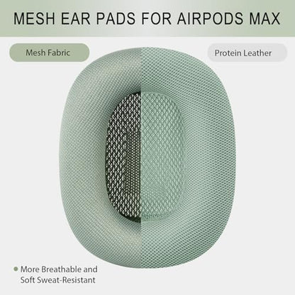 GEVO Upgraded Ear Cushions Replacement Earpads for AirPods Max 1 & 2 Headphones, Mesh Fabric Ear Pads Ear Covers Cups with Memory Foam and Magnet for AirPods Max 1 & 2 (Green) - color: Green