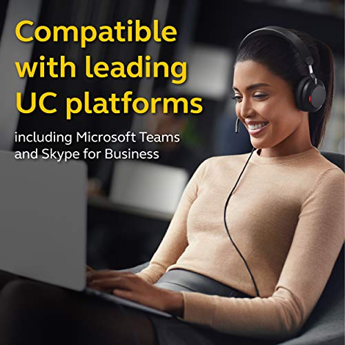 Jabra Evolve2 40 UC Wired Headphones, USB-C, Stereo, Black – Telework Headset for Calls and Music, Enhanced All-Day Comfort, Passive Noise Cancelling Headphones, UC-Optimized with USB-C Connection - size: Unified Communications, style: Stereo (USB-C)