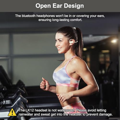 Open Ear Bluetooth V5.4 Wireless Headphones with Noise Cancelling Mic | 12H Playtime, 15.4mm Diaphragm Driver, Open Ear Headset for Office Meeting Running Cycling Driving (Beige)