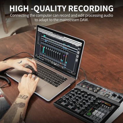 XTUGA KP4 4 Channel Audio Mixer with Bluetooth,DJ Sound Board Controller