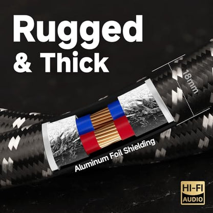 TODN 9.8ft Silver-Plated OCC Speaker Cable with Banana Plugs HiFi Shielded | 1 Cable Rhodium-Plated Banana Plug Speaker Wire, Carbon Fiber Shell, Nylon Braided for Speakers Home Theater Amplifier Stereo - color: Speaker Cable Master, size: 3m