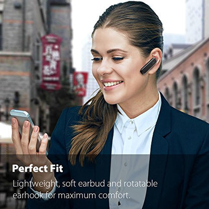 Bluetooth Headset, Hands-Free Wireless Earpiece w/ 18 Hours Playtime and Noise Cancelling Mic for iPhone Samsung Android Cellphone Truck Driver-2Pack