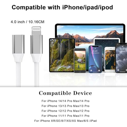 9cm Lightning Male to Lightning Female Charger Adapter,iPhone Extension Charging Adapter Cable Cord Connector Converter Dongle Compatible with iPhone 14 13 12 11 XS XR X 8 7 6 Not USBC | 9CM iPhone Charger Extension Cable Cord Connector Converter Dongle C