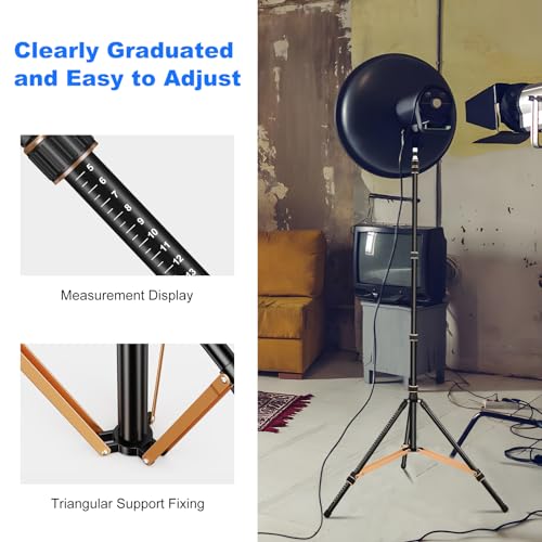 Soonpho Extendable Photography Light Stand 8.5ft Aluminium Alloy Tripod Light Photography with 180° Reversible Leg Travel Compact Tripod Maximum Height 102"/260cm for Continute Output Lighting - color: Black-Orange