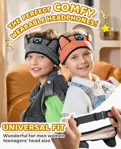 Baby Headphones, Kids Headphones Bluetooth Headband Adjustable, Wireless Headband for Kids with Wired Playback 3.5 MM Jack for Teens/Boys/Girls/Smartphones/School/Airplane Travel/Tablet - color: Orange