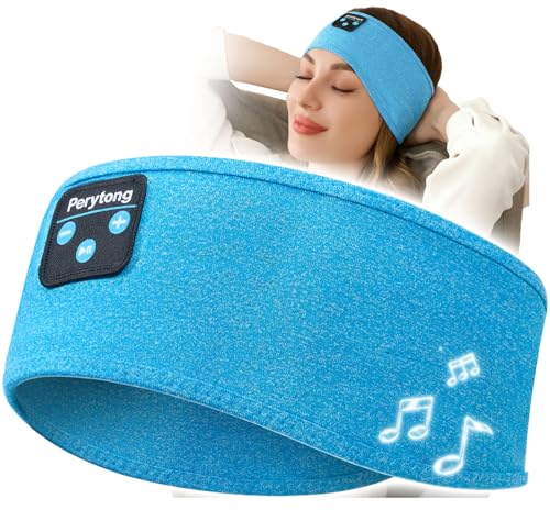 Perytong Sleep Headphones Wireless, Bluetooth Sports Headband Headphones with Ultra-Thin HD Stereo Speakers Perfect for Sleeping,Workout,Jogging,Yoga,Insomnia, Air Travel, Meditation (Azure) - color: Azure