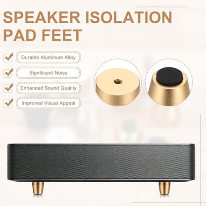 MECCANIXITY 4Pcs Speaker Isolation Pad Feet, 15x15mm Shockproof Aluminum Alloy Vibration Isolation Speaker Shock Base Pad Cone Base with Double-Sided Adhesive for Audio Equipment, Gold - color: Gold, size: 15x15mm