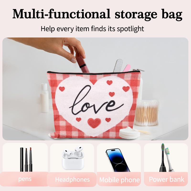 Valentines Day Toiletry Bag Pouch Love Heart Makeup Cosmetic Bag Engagement Anniversary Wedding Gifts Bags for Women Wife Girlfriend Fiancee Travel Make Up Bags Organizer Gf Graduation Bday Gift Idea - color: Love Heart Makeup Cosmetic Bag