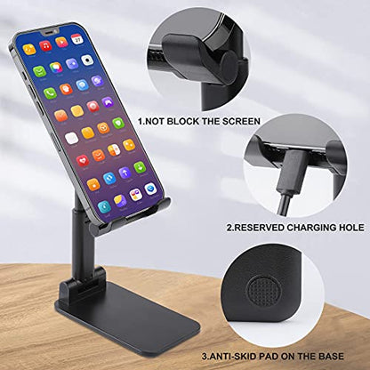 Cute Dog Wearing Headphones Phone Stand Portable Travel, Phone Holder for Desk Compatible with iPhone 17/16/15 Pro Max Air, Cell Phone Stand Adjustable Office Accessories - color: black-style