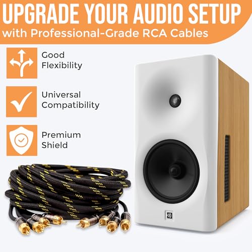 Elite Audio Pro Series | 15ft 4-Channel RCA Cable | OFC | Triple Shielded - color: 4-Channel, size: 15' (ft)