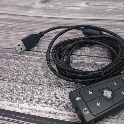 External Stereo Sound Card USB to 3.5mm Headphone Microphone Jacks for Cloud2 7.1 Headsets Stereo Sound Adapters Remote Control for Headset