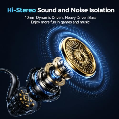 Wired Gaming Earbuds with Mic, Deep Bass Noise Isolating in-Ear Headphones, 16Ohm Low Impedance 3.5mm Jack Earphones with Volume Control, for PS5 PS4 Xbox PC Phone Online Class Streaming - color: Yellow