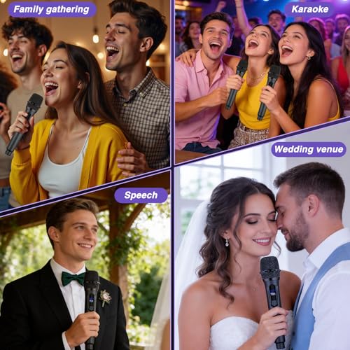 Wireless Microphones,Professional Dual Handheld Cordless Dynamic Mic System