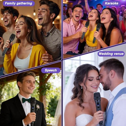 Wireless Microphones,Professional Dual Handheld Cordless Dynamic Mic System