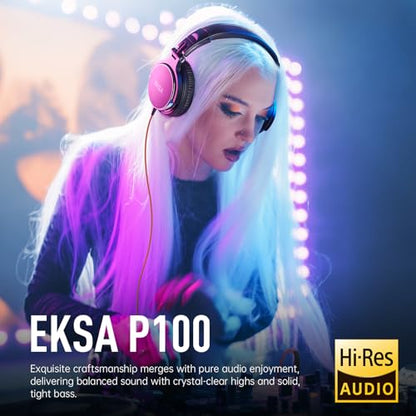 EKSA Wired Headphones, Over Ear Headphones for Studio Monitor/Mixing DJ | Hi-Res Stereo Sound, 1/4 to 3.5mm Jack, 50mm Drivers, for PC Keyboard Piano Podcast Guitar AMP Computer Recording Mixing