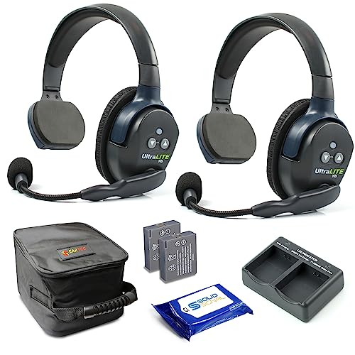 Eartec UL2S Ultralite HD Wireless Intercom Headset System, 2-Person Full Duplex, Single Ear, DECT Interference-Free, Up to 1000ft Range, Team Communication for Crews - color: Single, size: 2 x Single