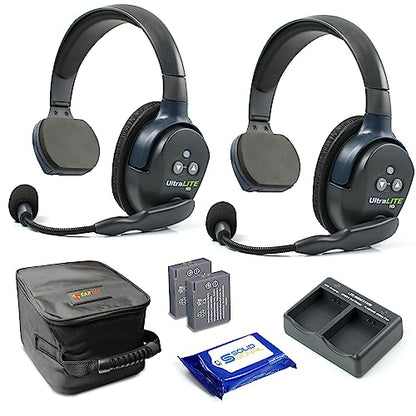 Eartec UL2S Ultralite HD Wireless Intercom Headset System, 2-Person Full Duplex, Single Ear, DECT Interference-Free, Up to 1000ft Range, Team Communication for Crews - color: Single, size: 2 x Single