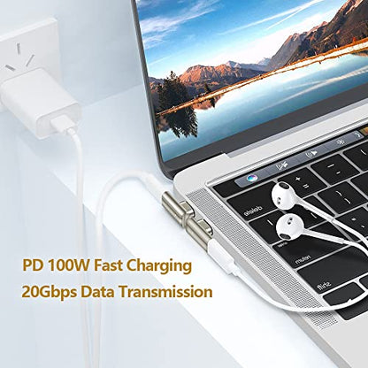 USB C Magnetic Adapter Right Angle USB C Adapter 24 pin Male to Female Connector 24pins 100W PD Fast Charge 20Gbs Data Transfer USB3.1, Champagne Gold - color: Usb c magnetic adapter right angle