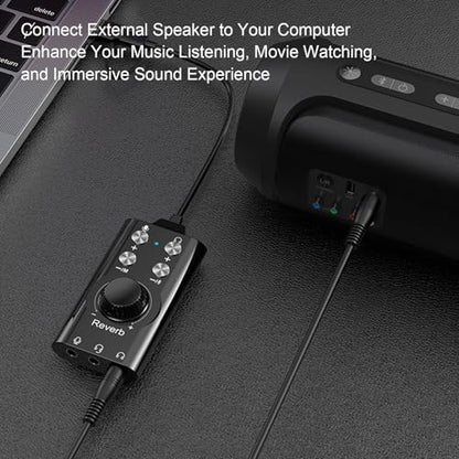 USB Type C External Sound Card, Plug and Play USB Audio Adapter with Noise Reduction Chip and Volume Control, for Laptop Phone Live Streaming Karaoke