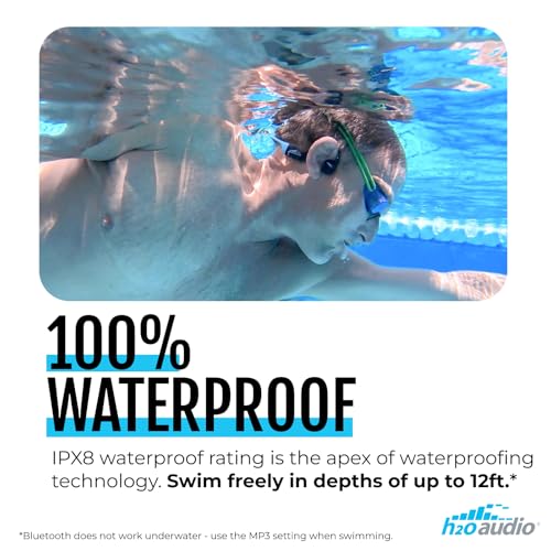 H2O Audio TRI 2 Multi-Sport Waterproof Headphones with Charging Case - Bone Conduction Open Ear Underwater Headphones for Running, Cycling, and Swimming - Bluetooth and Built-in MP3 Player (Blue) - color: TRI 2 Blue + Charging Case