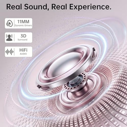 Clip On Earbuds, Physical Button Control Open Ear Wireless Bluetooth Headphones, HiFi Sound & Environment Noise Cancelling Earbuds with Mic, Bluetooth 6.0, Up to 32H Playtime, for Run/Workout