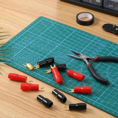 10Pcs 4 Gauge Wire Connectors, Spade Terminals Connectors | 4GA Gauge Strip Terminal Fork Adapters Connector Plugs Crimp Barrier Spades for Speaker Wire Cable Terminal Plug Universal