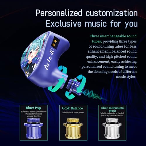 CVJ Aria in Ear Monitors Headphone IEM Earphone HiFi Wired Earbuds with High-Performance Nano-Crystalline Coating Diaphragm+CCAW Voice Coil, Silver-Plated Copper Wire for Audiophiles/Musicians/Singer - color: Aria Character, style: no Mic