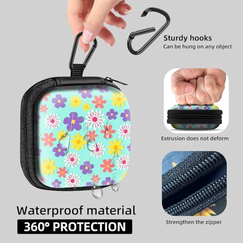 Square Data Cable Earbud Charger Coin Storage Bag Shockproof and Drop-Proof EVA Material Compatible with AirPod(Small Flowers) - color: small flowers