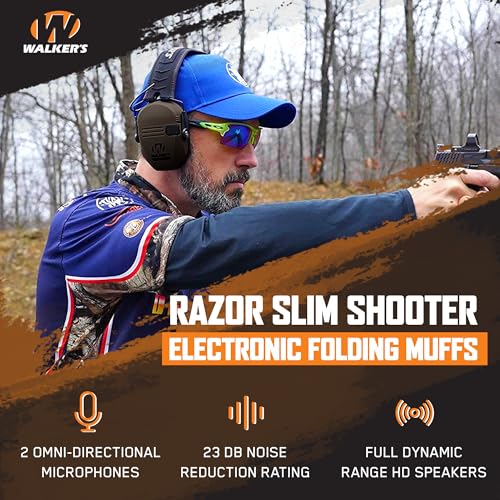 Walker's Razor Slim Electronic Earmuffs | Protective Case - color: American Patriot/Flat Dark Earth Brown